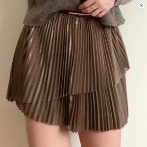 Wilfred Aritzia Metallic Bronze Copper Bethune Pleated Layered Skirt Size 4